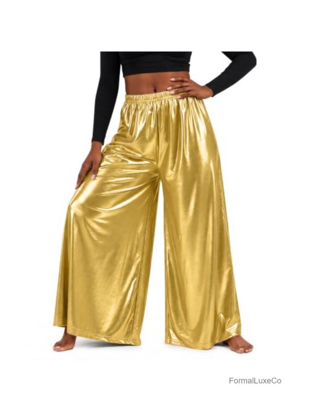 Women's Praise Dance Palazzo Pants Wide Leg High Waist Pockets